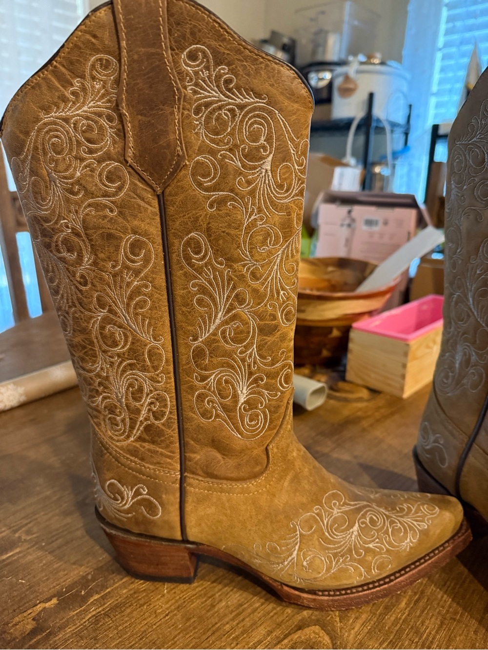 Circle G Brown Suede Western Heeled Boots